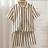 Shein Tween Boy Knitted Textured Vertical Striped Short Set - Blended Fabric