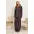 LTS Tall Piped Pyjama Set Chocolate Brown