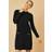 Yumi Knitted Tunic Dress With Gold Hardware Details - Black
