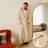 OHS Teddy Marl Full Length Dressing Gown Bathrobe - Beige