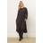 Yours Curve Black Rose Print Textured Maxi Dress - Black