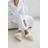 Where's That From Celeste Sequin Tweed Mule Slippers Faux Fur Trim - Beige