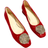 Shein Fashionable Classic Style Suede Upper With Metal Rhinestone Buckle Square Head Chunky Heel Flat Shoes For Women