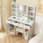 Shein Makeup Vanity Desk With LED Mirror White Dressing Table
