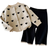 Shein Baby Girl Heart Pattern Long Sleeve Single Breasted Knitted Cardigan and Pants Casual Suit