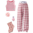 Shein Casual Teen Girl Classic Plaid Pants And Solid Sleeveless Vest Homewear Set