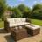 Dakota Fields Myah - Brown Outdoor Lounge Set, 1 Table incl. 2 Sofas