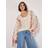 Apricot Chunky Knit Cropped Bow Cardigan Sweater - Stone