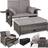 tectake Kreta Grey Outdoor Lounge Set, Table incl. 1 Sofas
