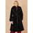 Yumi Black Wrap Faux Fur Coat Oversize Collar - Medium