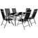 tectake Garden Table and chairs furniture set 6+1 Patio Dining Set, 1 Table incl. 6 Chairs