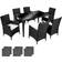 tectake Rattan garden furniture set 6+1 aluminium Patio Dining Set, 1 Table incl. 6 Chairs