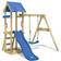 Wickey Parque infantil de madera TinyWave con columpio y tobogán Torre de escalada de exterior con arenero y escalera para niños azul azul