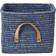 Rice Small Square Raffia Basket with Leather Handles