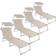 tectake Lot de 4 transats acier - beige