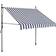 vidaXL Retractable Awning Patio Awning with Hand Crank and LED Blue and White 150x120cm