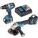 Makita Pack 2 outils 18V (DGA506Z DHP484Z) 2 batteries Makstar 5Ah chargeur 2 coffrets MAKPAC DLX2210TJ1