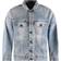 Palm Angels Logo Over Button-up Denim Jacket Light Blue