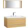 Beliani Mobiletto Lavabo Beige E Argento A 2 Cassetti Con Moderno Specchio Barcelona