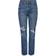 Only Emily Life Hw Destroyed Straight Fit Jeans - Blue/Medium Blue Denim