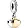 Pandora Two-Tone Double Heart Dangle Charm - Silver/Gold/Transparent