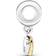 Pandora Two-Tone Double Heart Dangle Charm - Silver/Gold/Transparent