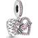 Pandora Charm Double Pendant ur gravé & ur Mum cristaux Rose Passions Argent