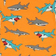 Småfolk Short-sleeved T-shirts - Orange with Shark Print