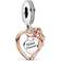 Pandora Heart & Rose Flower Dangle Charm - Rose Gold/Silver/Black/Transparent