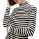 Pieces Knitted Pullover - Black/Stripes with Birch Stripes