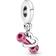 Pandora Dumbbell & Heart Dangle Charm - Silver/Pink