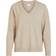 Vila Ril Oversize V-Neck Knitted Pullover - Beige/Natural Melange