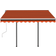 vidaXL Tenda Da Sole Retrattile Manuale Pali 3 x 2.5 m Arancione Marrone 300x250cm