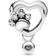 Pandora Sparkling Paw Print & Heart Charm - Silver/Transparent