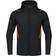 JAKO Challenge Hooded Leisure Jacket - Black Melange/Neon Orange (9821-506)