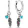 Pandora Feather Hoop Earrings - Silver/Turquoise