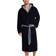 Schiesser Essentials Velvet and Terry Bathrobe - Dark Blue