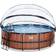 Exit Toys Round Wood Pool with Sand Filter Pump & Roof Ø4.5x1.22m