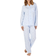 Slenderella Printed Jacquard Long Sleeve Tailored Jersey Pyjama - Blue