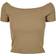 Urban Classics Ladies Off Shoulder Rib Tee - Khaki