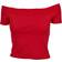 Urban Classics Ladies Off Shoulder Rib Tee - Fire Red