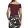 Urban Classics Ladies Off Shoulder Rib Tee - Red Wine