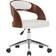 vidaXL Comedor Giratoria De Madera Curvada Cuero Sintético Blanco Silla de Cocina 74.5cm