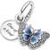 Pandora Butterfly & Quote Double Dangle Charm - Silver/Blue/Transparent