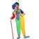 Th3 Party Costume for Children Male Clown Green Yellow