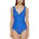 DKNY Ruffle Plunge Underwire Tummy Control One-Piece Swimsuit - Lapis