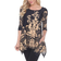 White Mark Women's Yanette Tunic Top - Black/Brown
