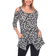 White Mark Leopard Print Cold-Shoulder Tunic - Black