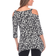 White Mark Leopard Print Cold-Shoulder Tunic - Black