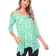 White Mark Leopard Print Cold-Shoulder Tunic - Green